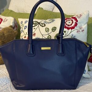 Joy & Iman Navy Leather Tote